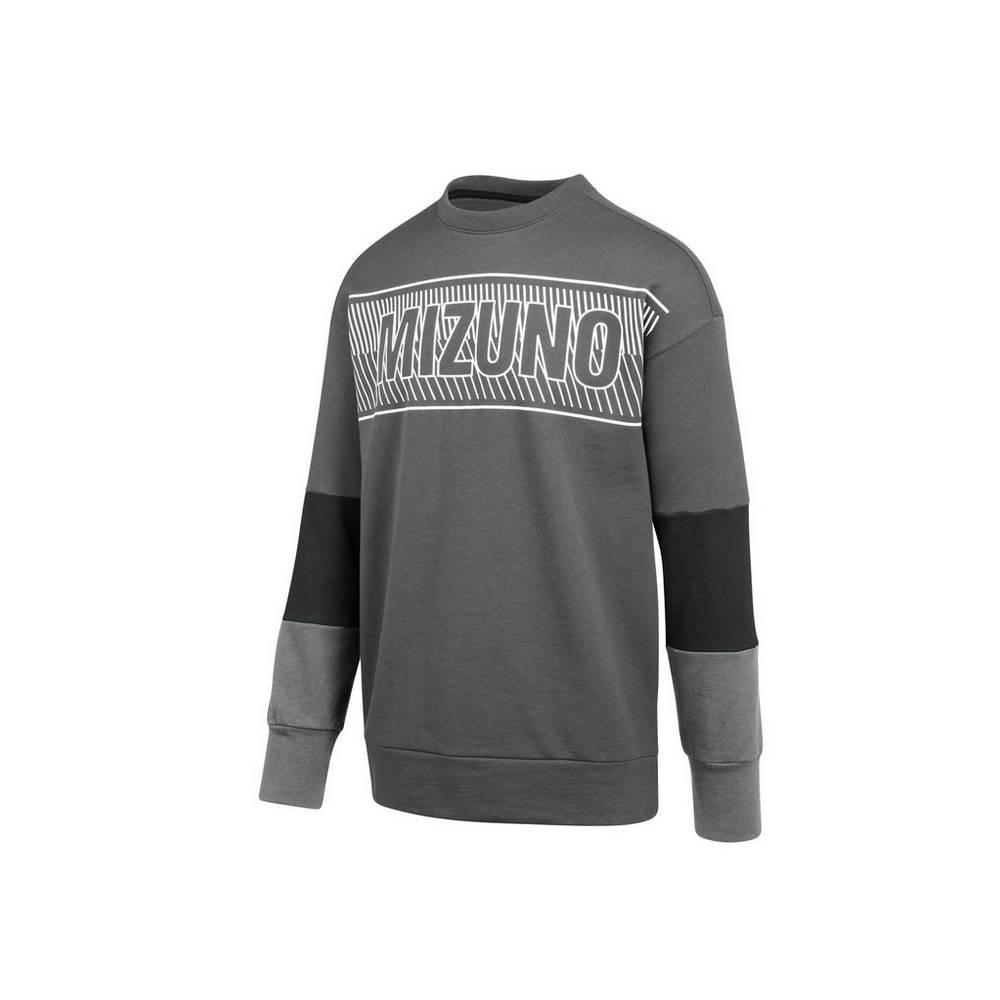 Damske Treningove Oblecenie Mizuno MZ1 Tokyo Fleece Crew Siva/Čierne Vypredaj AJVZ70829